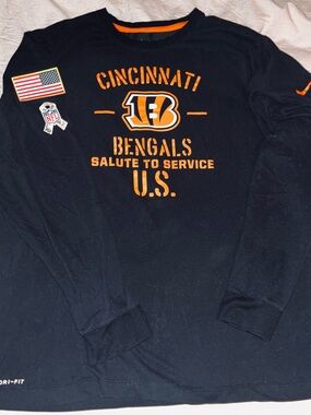 Nike Cincinnati Bengals Black Salute to Service Long Sleeve Dri-Fit 2X
